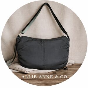 Green Gray Nylon Hobo Bag | Lightweight Everyday Shoulder Purse Adjustable